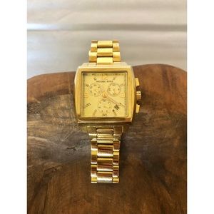 Michael Kors Gold Stainless Steel Square Watch MK5330